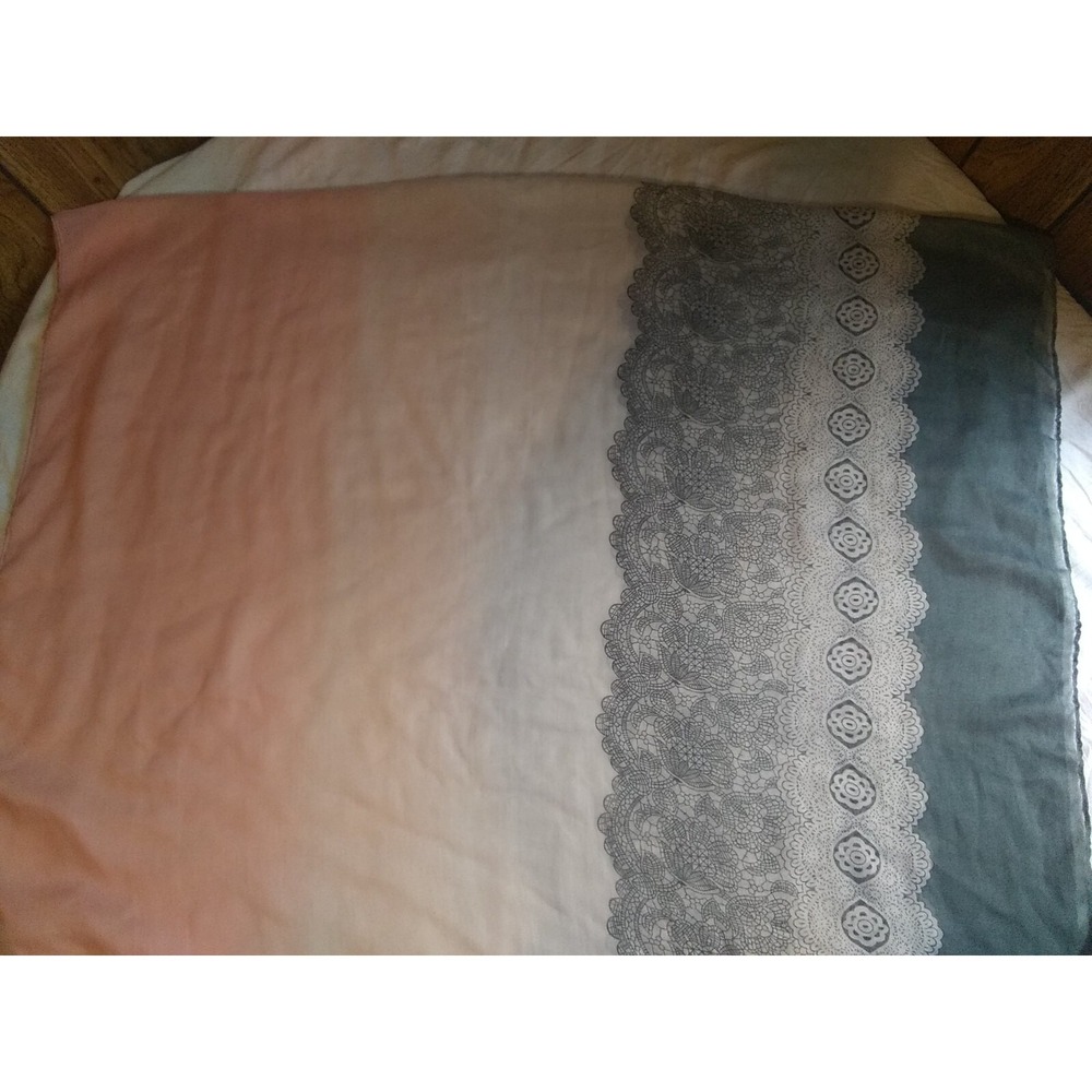 Women's Scarf Wrap Sheer‎ Pink White Gray Lace Pattern  36" x 72" Gerinly